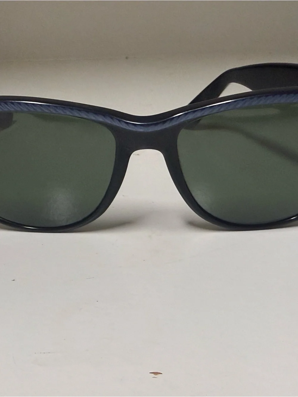 Vintage Ray-Ban WayfarerII Blue Strip Frame Sunglasses with Dark Black Lenses